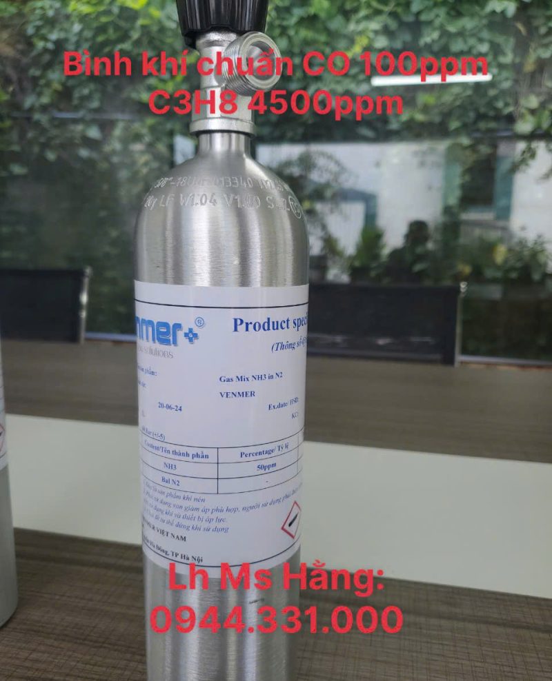 Bình khí chuẩn CO 100ppm C3H8 4500ppm