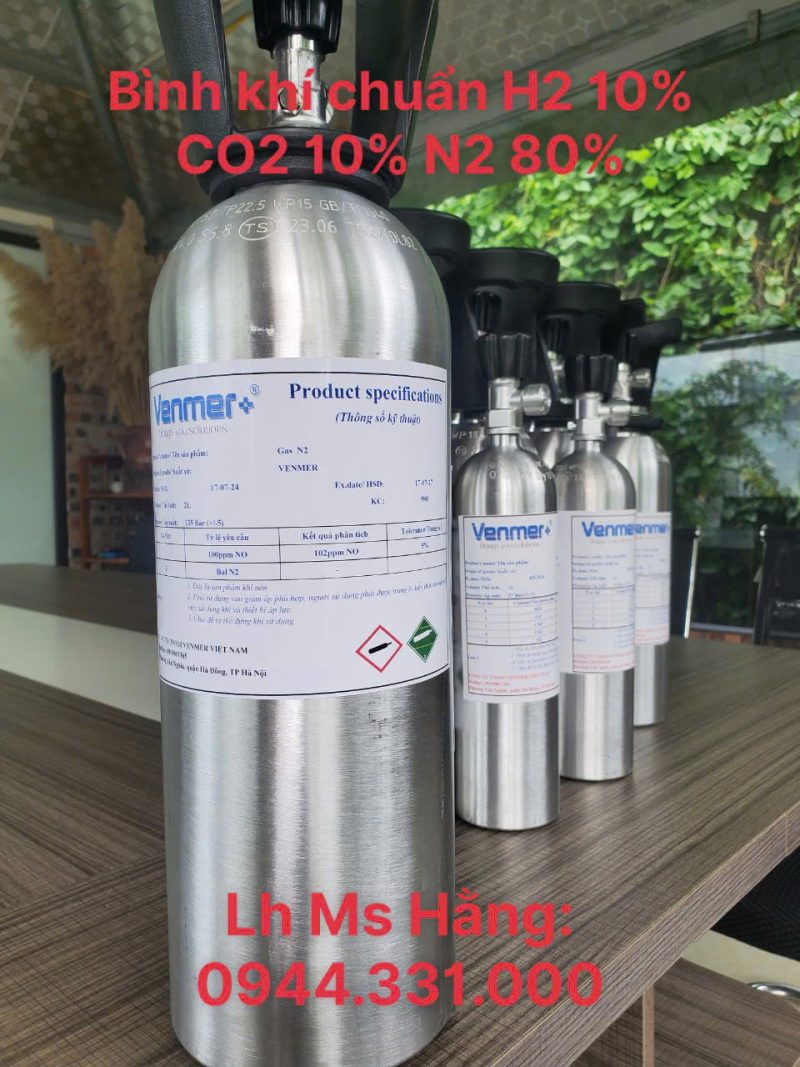 Bình khí chuẩn H2 10% CO2 10% N2 80%