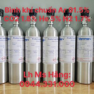 Bình khí chuẩn Ar 91.5% CO2 1.8% He 5% N2 1.7% 4 Bình khí chuẩn Ar 91.5% CO2 1.8% He 5% N2 1.7%