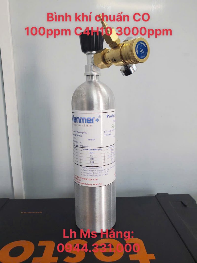 Bình khí chuẩn CO 100ppm C4H10 3000ppm