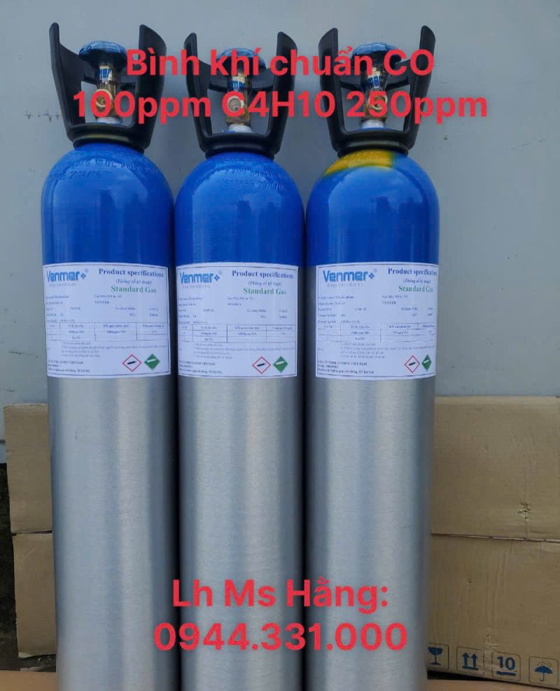 Bình khí chuẩn CO 100ppm C4H10 250ppm